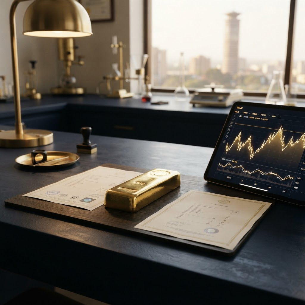Gold bar and market reference chart for East Africa