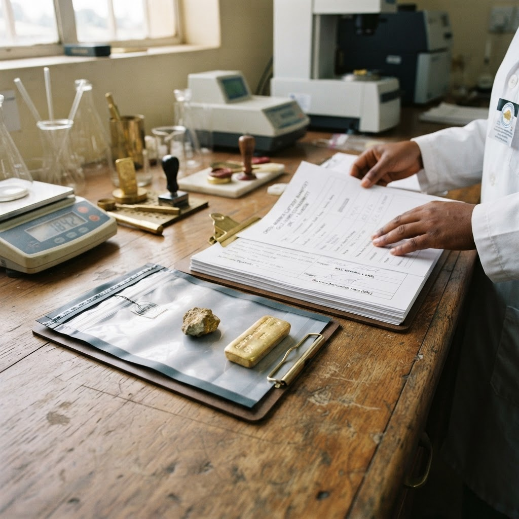 DRC gold doré documentation and secure sample chain prepared for Nairobi testing