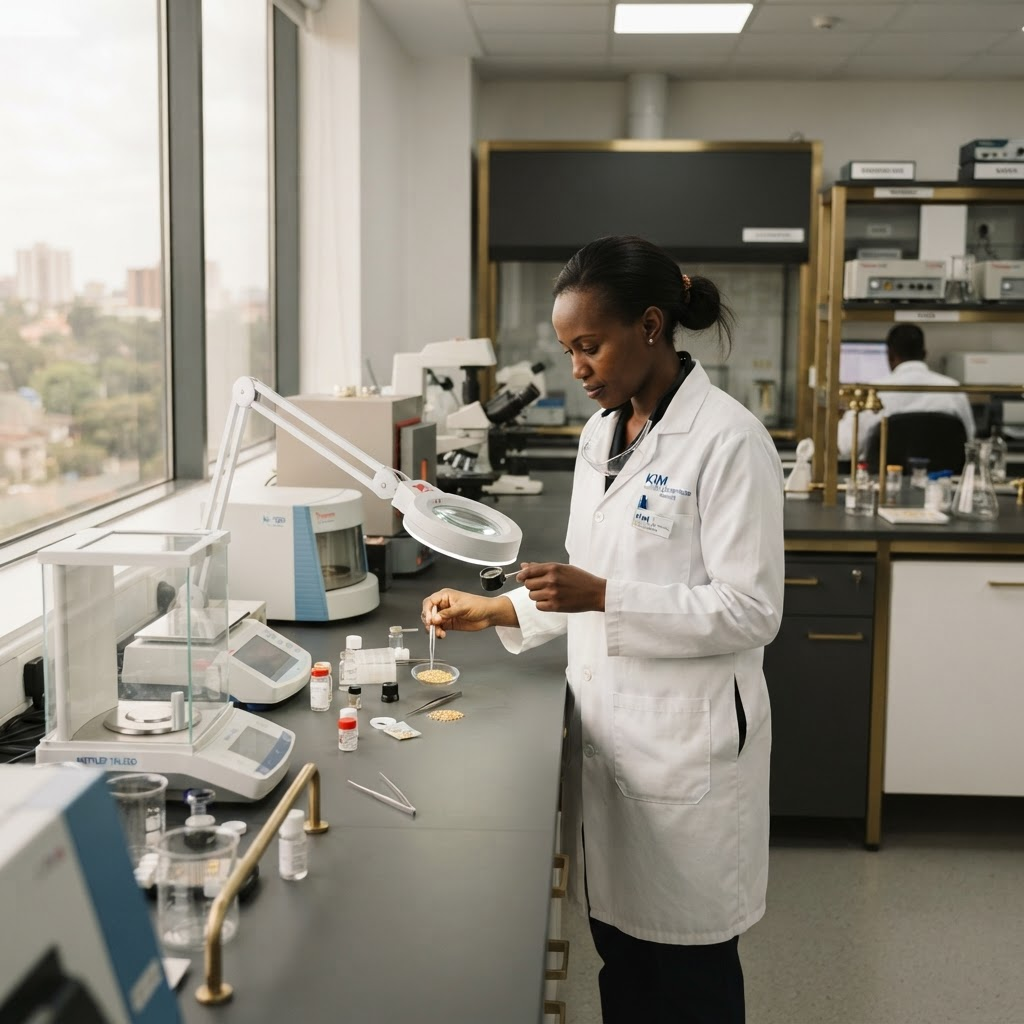 Gold Certify Nairobi laboratory intake and testing workspace