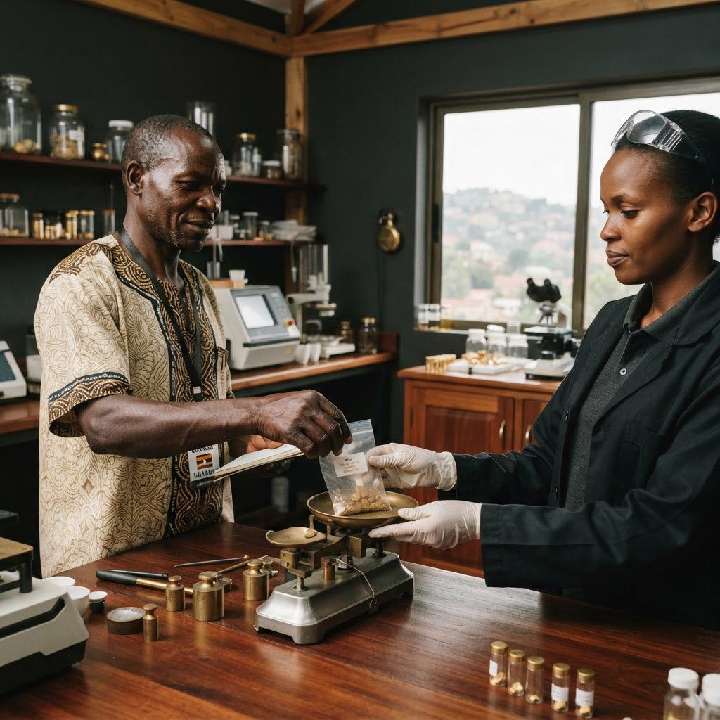 Ugandan gold supply chain sample being prepared for independent laboratory testing